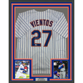 Framed Autographed/Signed Mark Vientos 35x39 New York Pinstripe Baseball Jersey Beckett BAS COA