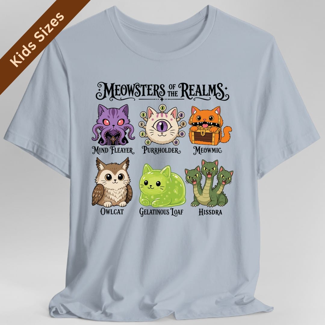 Meowsters of the Realms Kids T-Shirt