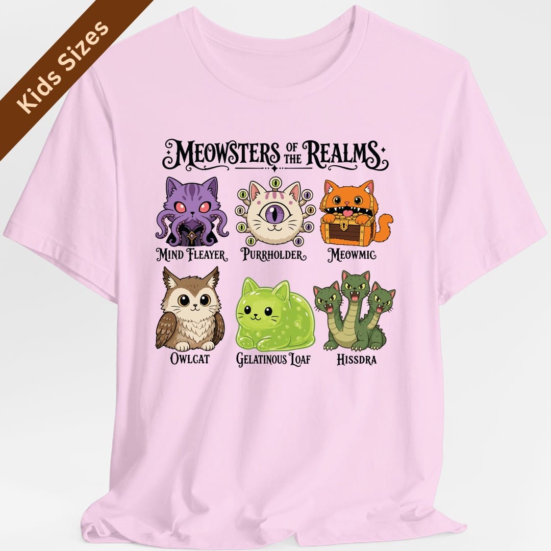 Meowsters of the Realms Kids T-Shirt