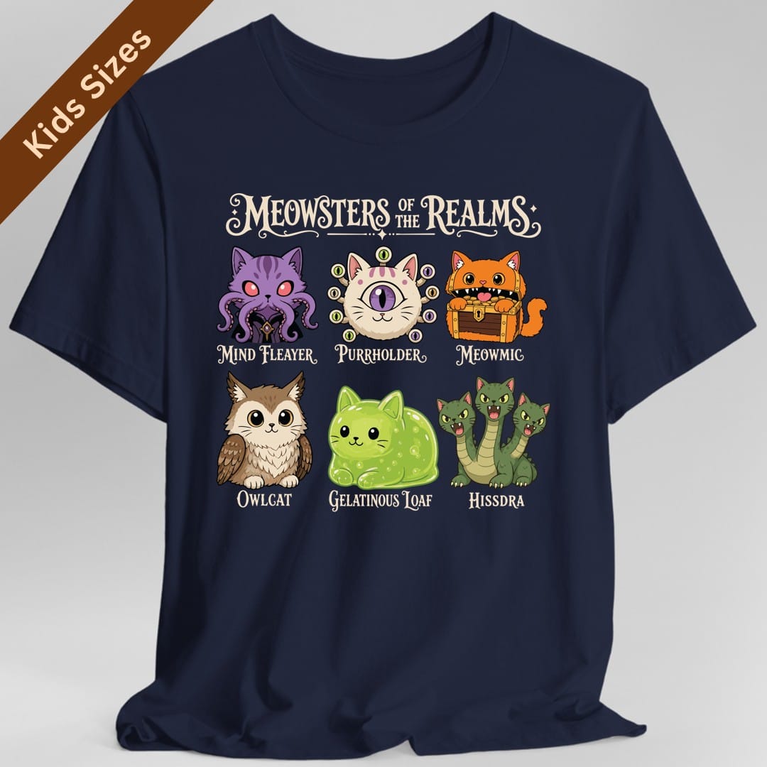 Meowsters of the Realms Kids T-Shirt