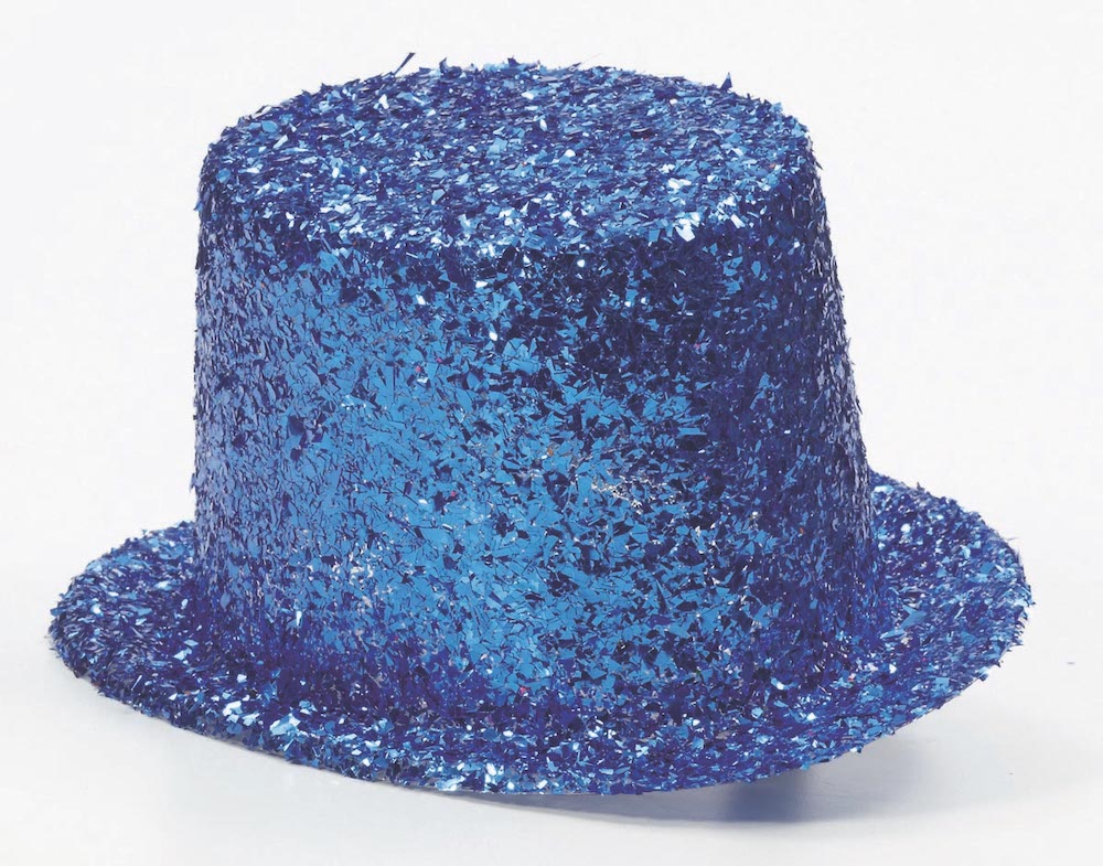 Blue Chunky Glitter Plastic Top Hat