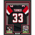 Framed Autographed/Signed Michael Turner 35x39 Atlanta Black Football Jersey Beckett BAS COA