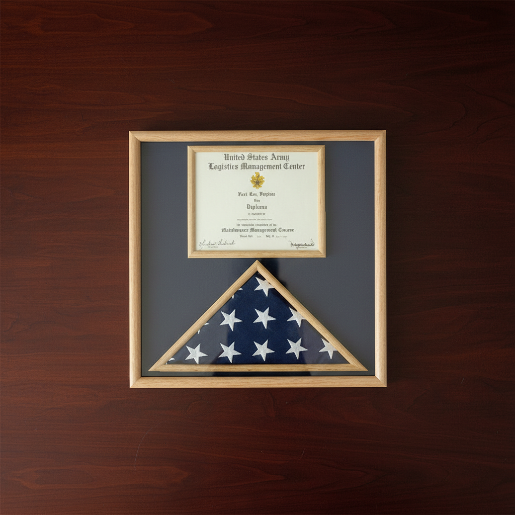 Air Force Flag and certificate Display case - Fit 3' x 5' flag.