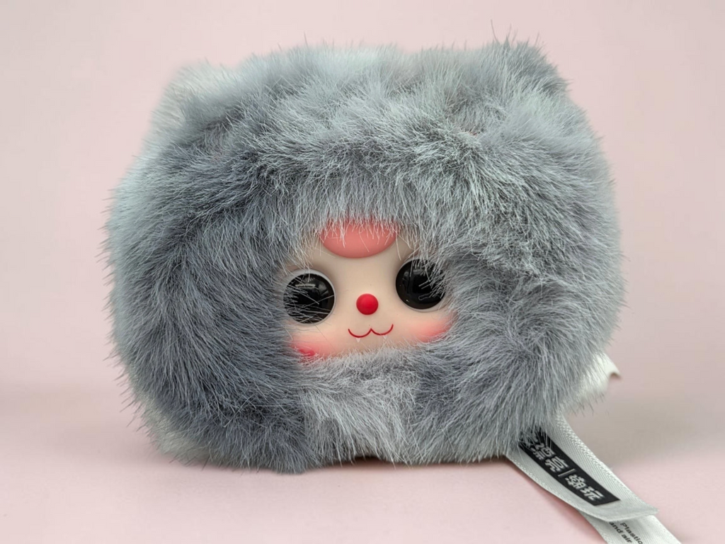 Momof2boyz Shop BB3 Peat Cat Wardrobe Head v2 in Storm Putt featuring a grey faux fur hood and cute cat face.