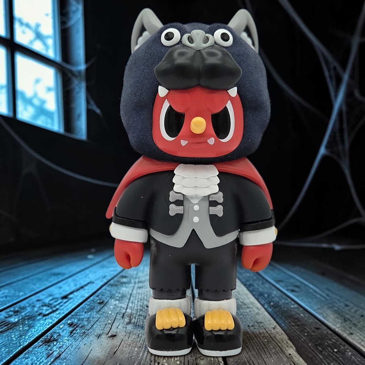 Momof2boyz Shop Chaosweet Rebel Monster Series vampire bear vinyl figure with red face and black cape