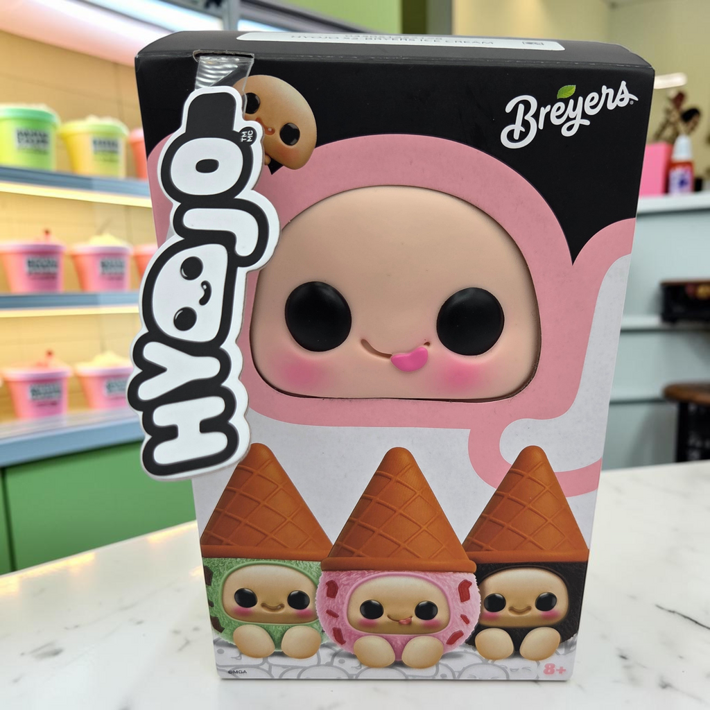 Momof2boyz Shop Hyejo Breyers ice cream collectible plush toy in its branded display box with cute character art