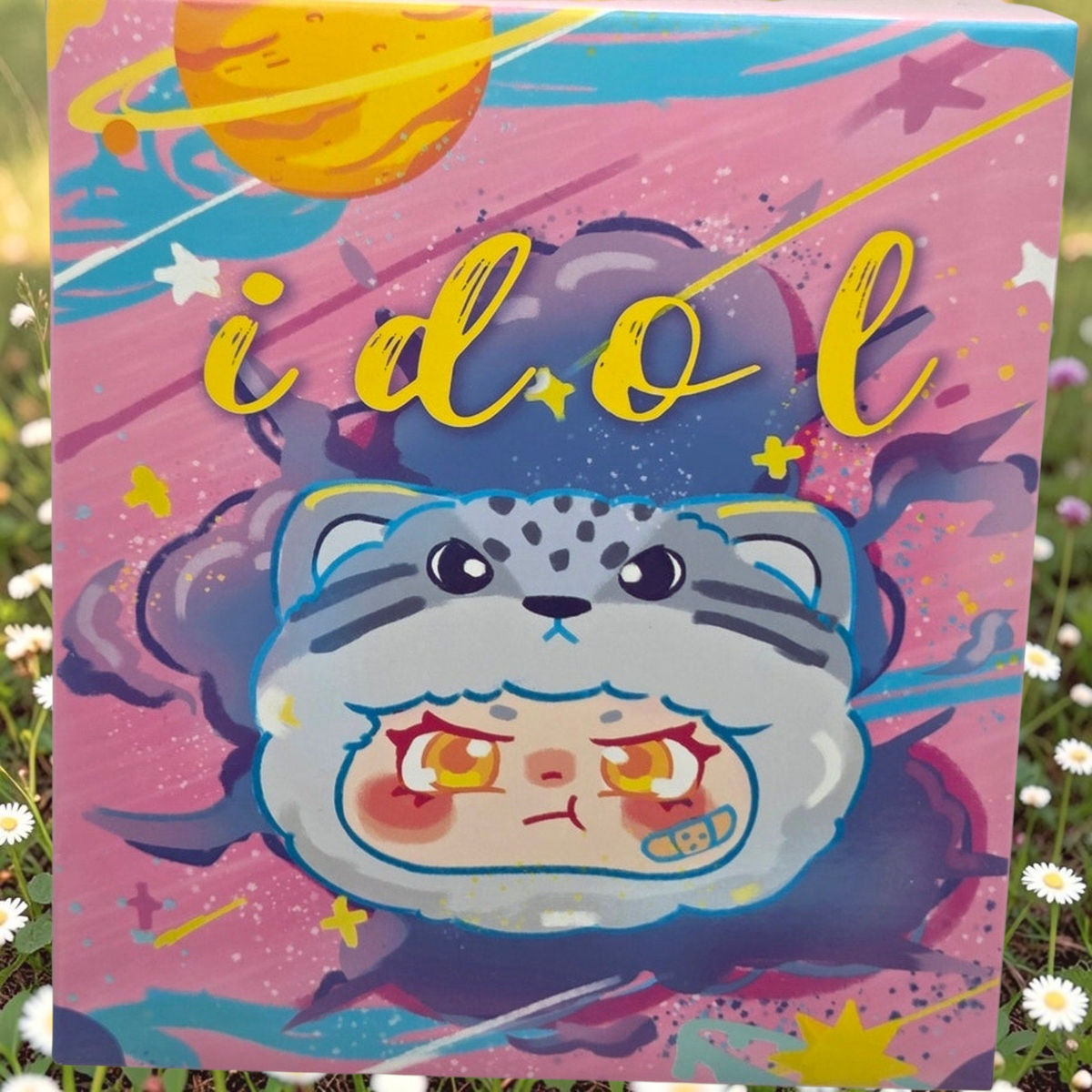 Momof2boyz Shop Idol Plush First Gen animal blind box featuring a cute rabbit character in a pink space-themed box.