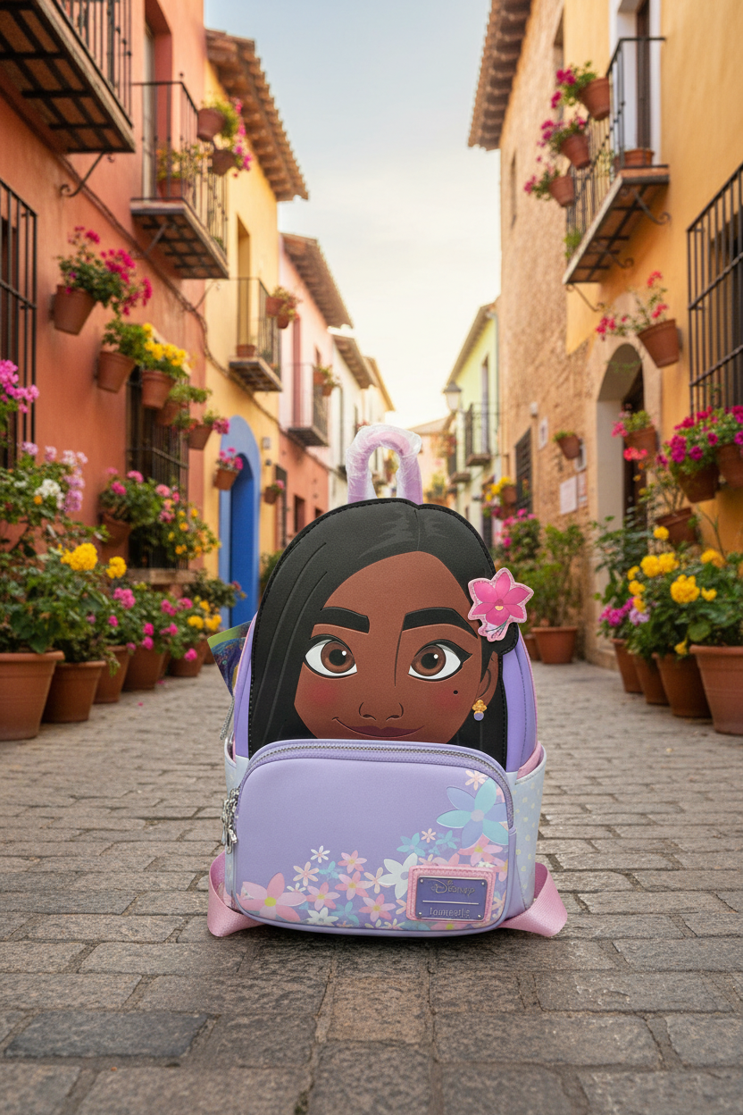 Momof2boyz Shop Disney Encanto Isabela Madrigal mini backpack in lavender vegan leather with floral accents