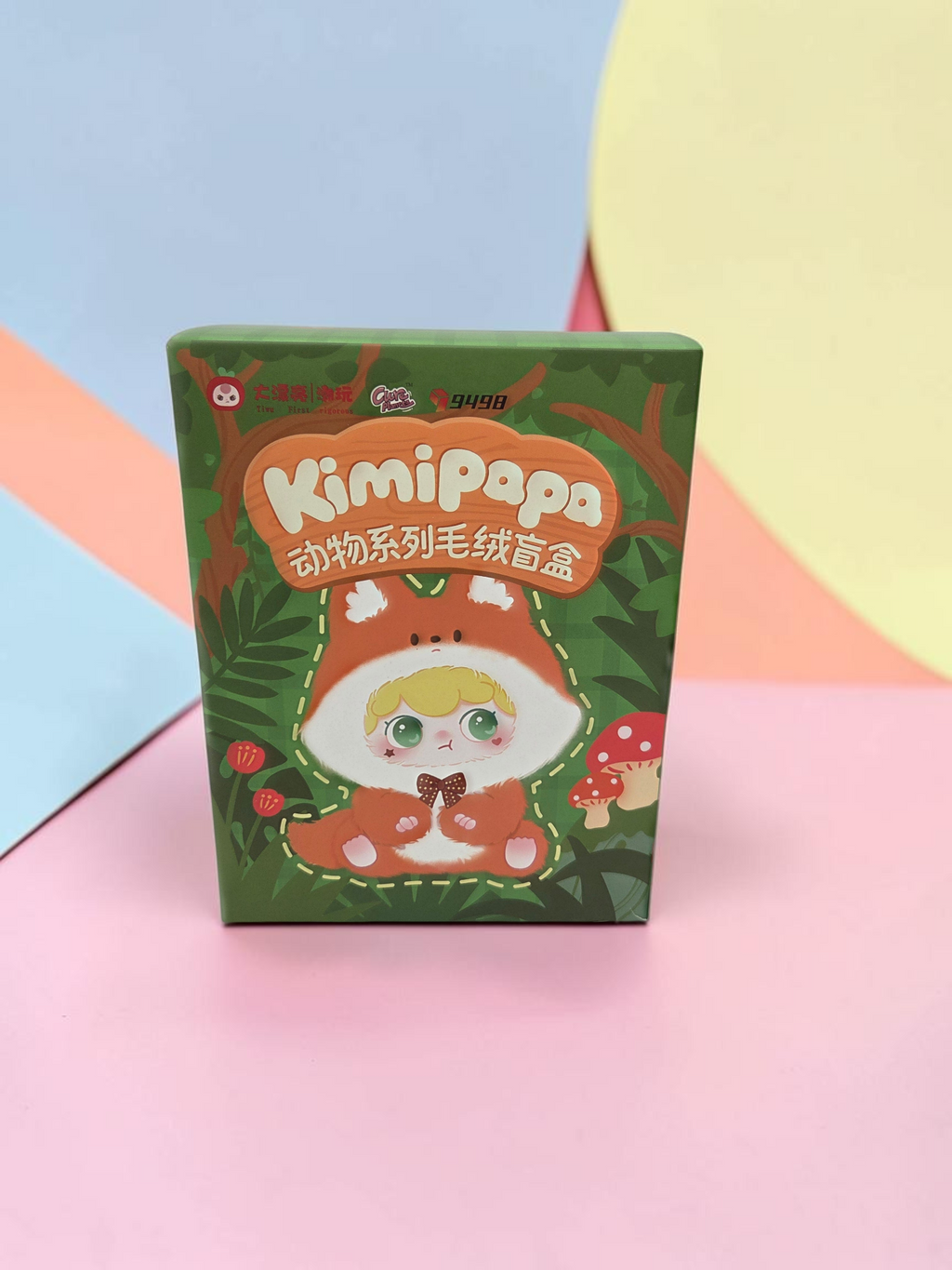 Momof2boyz Shop Kimipapa Cloudy Puff plush blind box packaging featuring a cute fox-themed character illustration