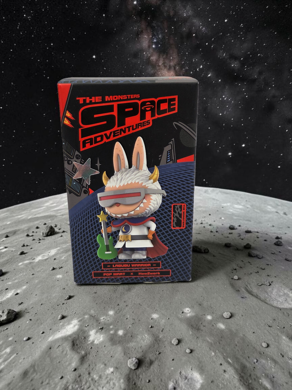 Momof2boyz Shop The Monster's Space Adventure Labubu Warrior action figure in box against a space background