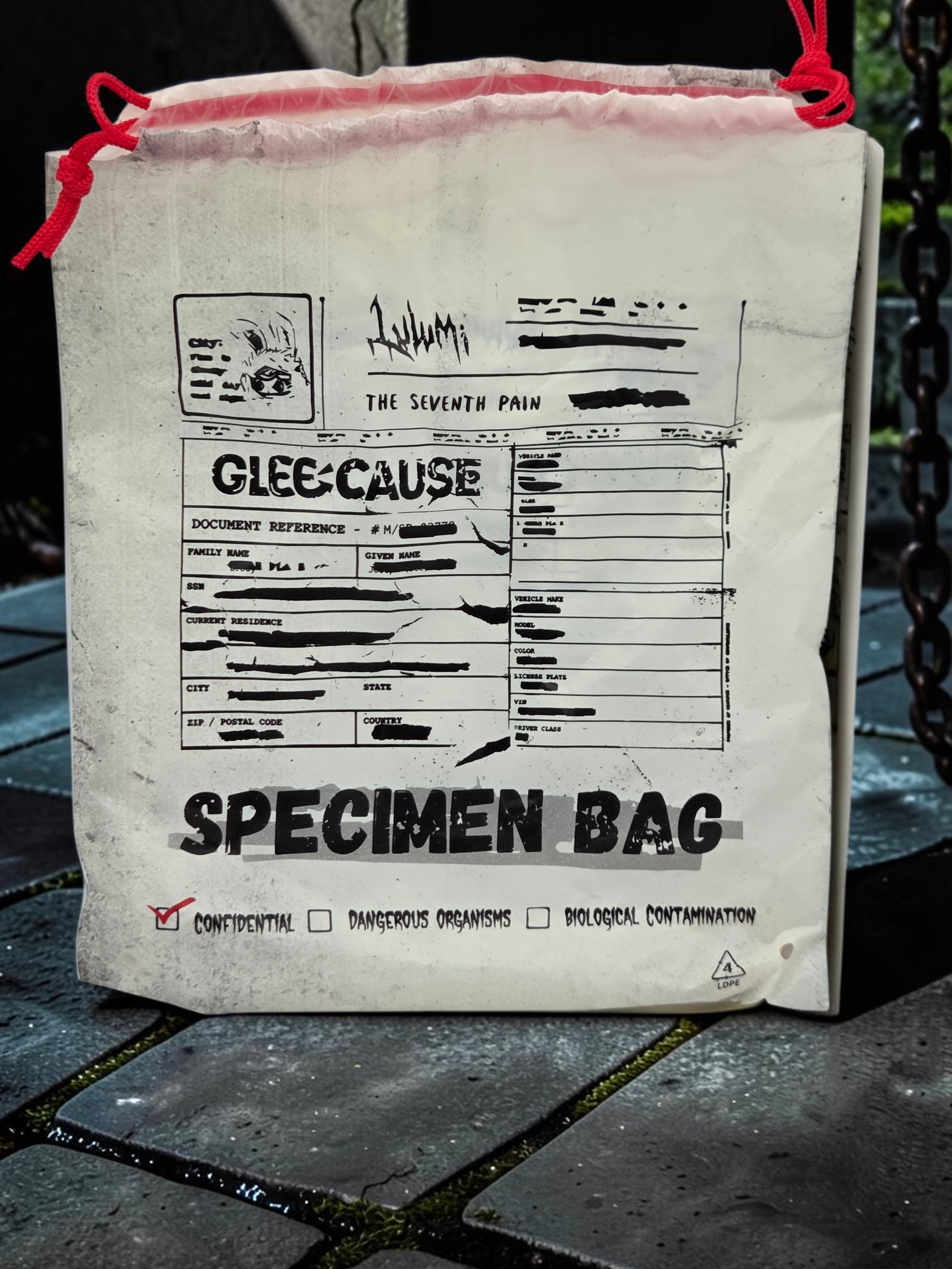 Momof2boyz Shop Lulumi The Seventh Pain collectible plush toy specimen bag with gothic lab-grown aesthetic