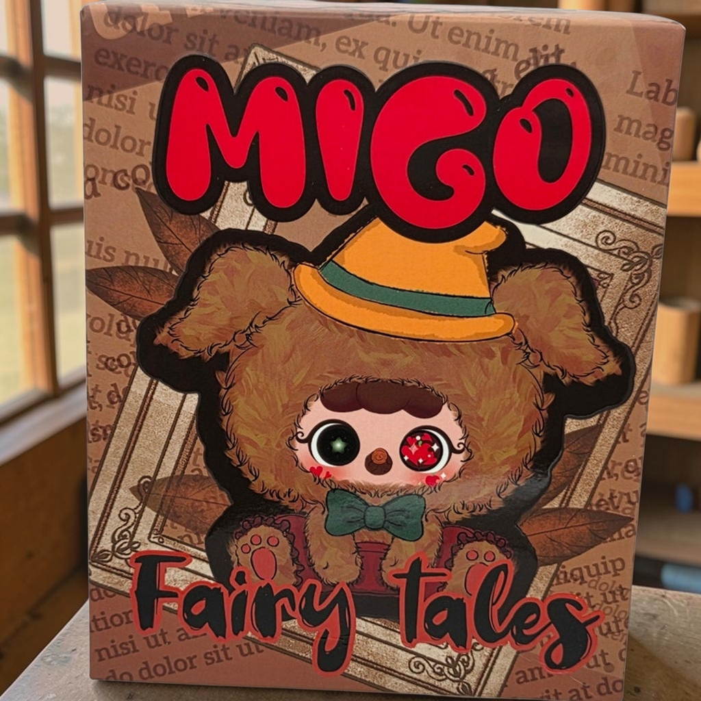 Momof2boyz Shop Migo Fairy Tales Confirmed A White Lie plush figure in its decorative illustrated display box
