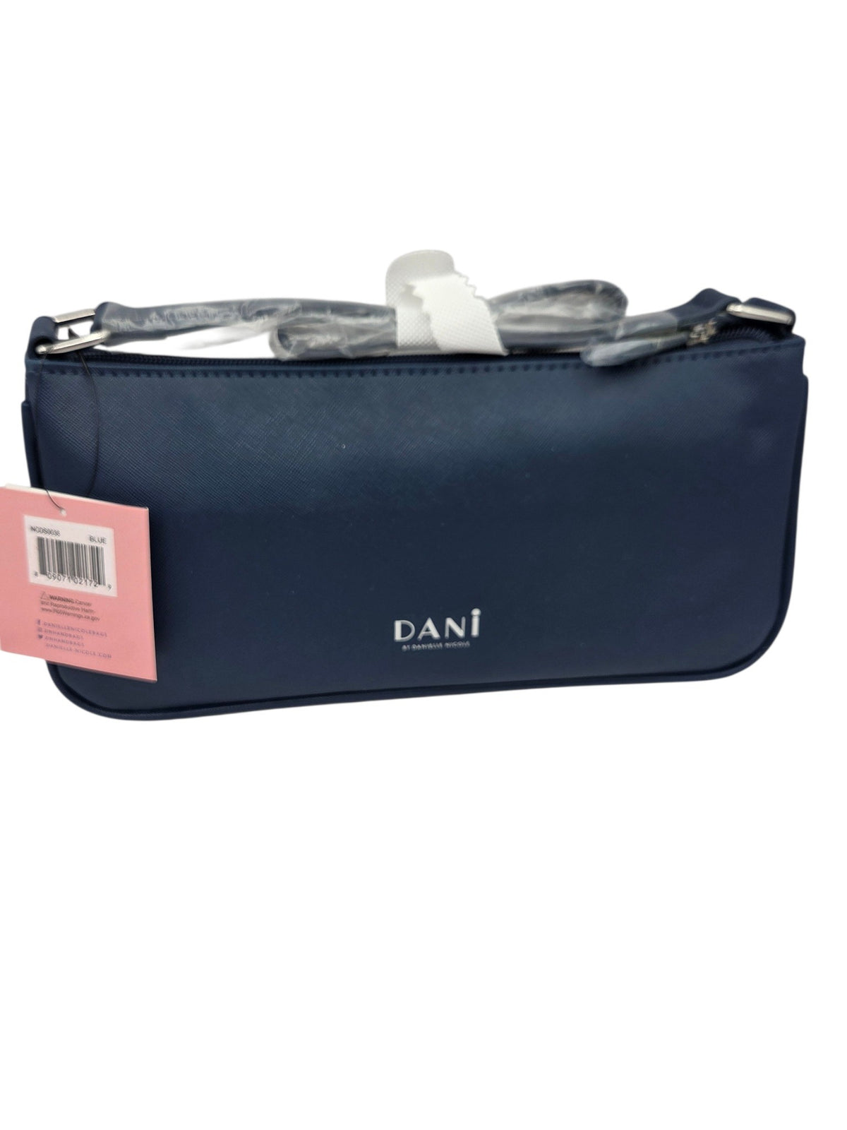 Momof2boyz Shop navy blue Danielle Nicole Cinderella faux leather crossbody handbag with DANI branding