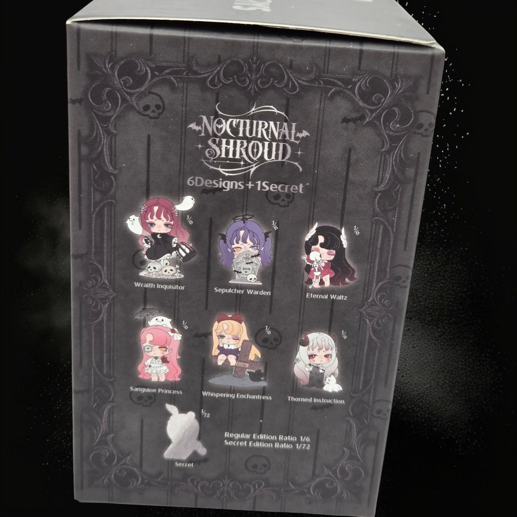 Momof2boyz Shop 52TOYS Lilith Nocturnal Shroud collectible figure series box showing six gothic character designs