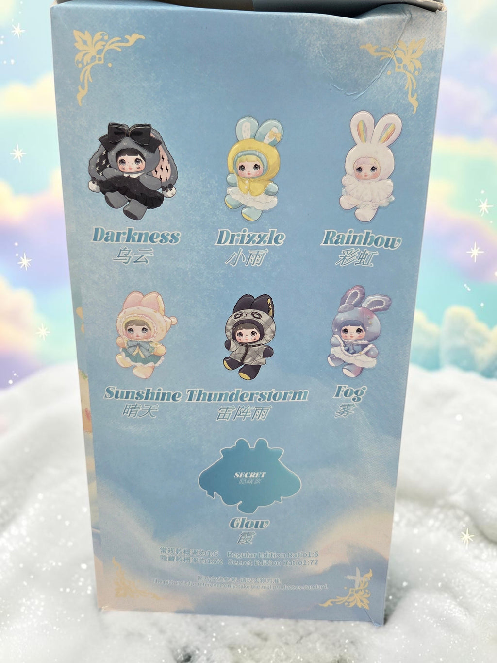 Momof2boyz Shop Nommi Weather Forecast plush doll collection box showing character illustrations of weather themes.