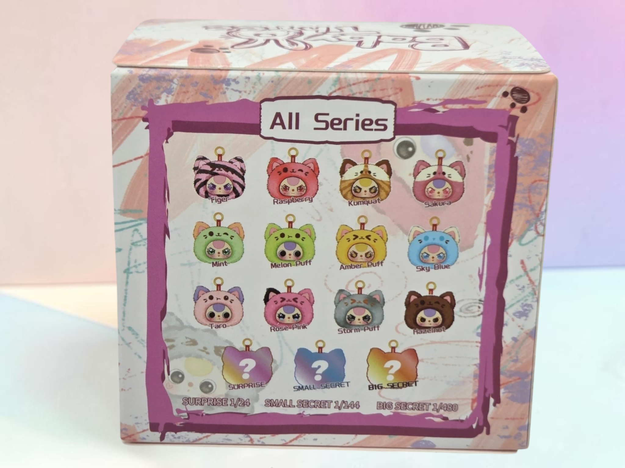 Momof2boyz Shop BB3 Peat Cat Wardrobe Head v2 blind box packaging showing the full series of collectible cat figures