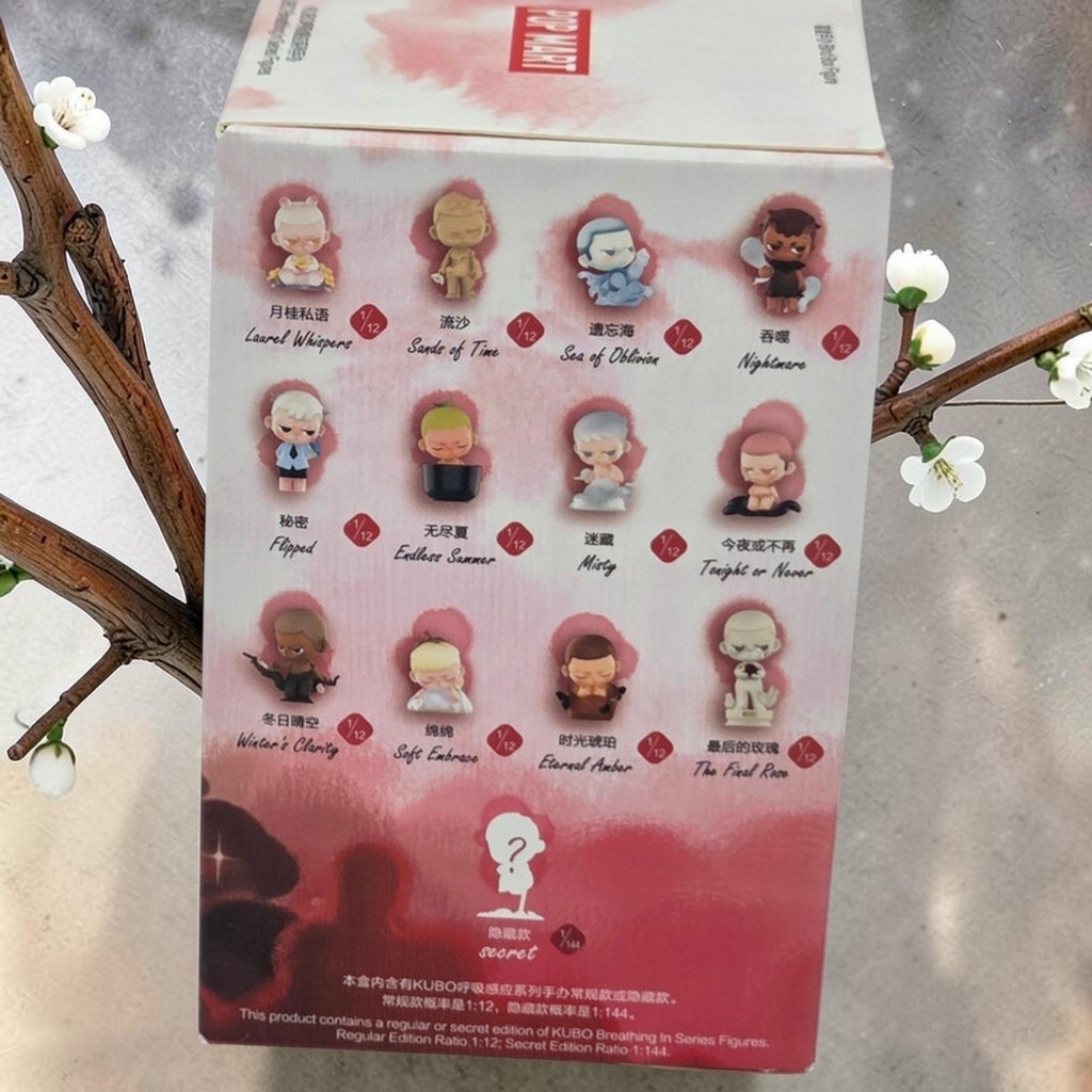 Momof2boyz Shop Popmart Kubo Breathing In series collectible figure box showing character collection list