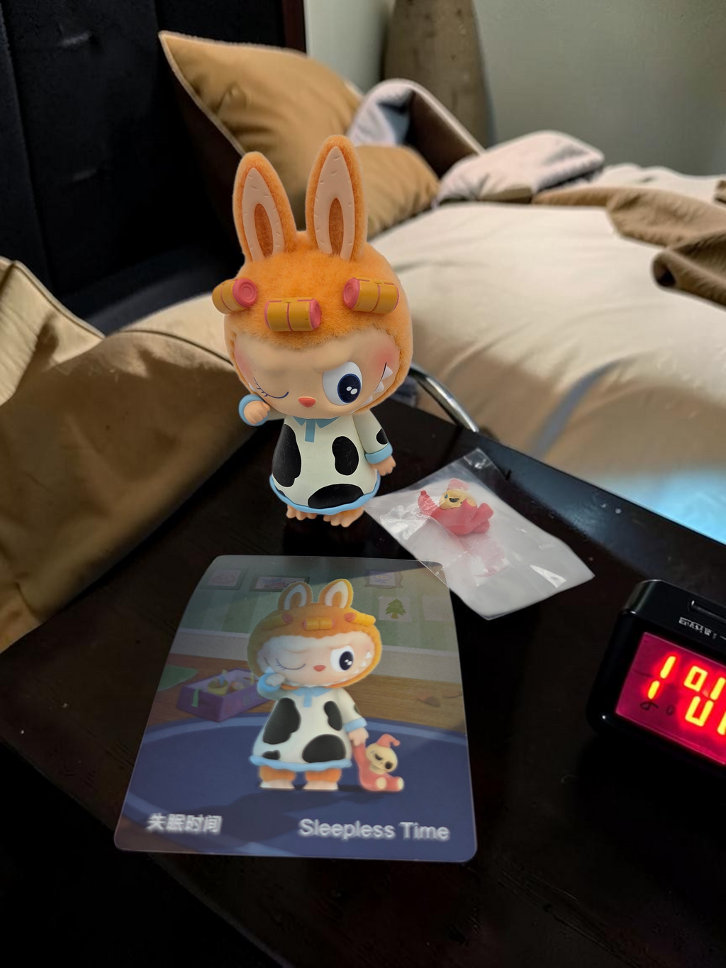 Momof2boyz Shop The Monster's 1:00 am Sleepless Time collectible figure with orange bunny ears and cow print outfit