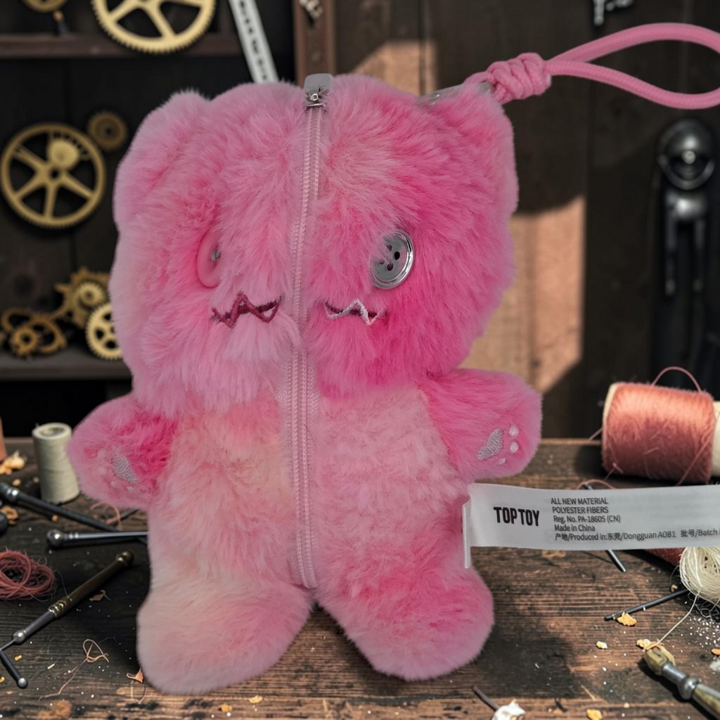 Momof2boyz Shop TOP TOY Zero Doll Paradise Rhapsody Series pink plush bear zippered pouch with button eyes