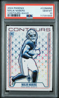 Graded 2024 Panini Phoenix Malik Nabers #CONMNS Contours Wave Rookie RC Football Card PSA 10 Gem Mint