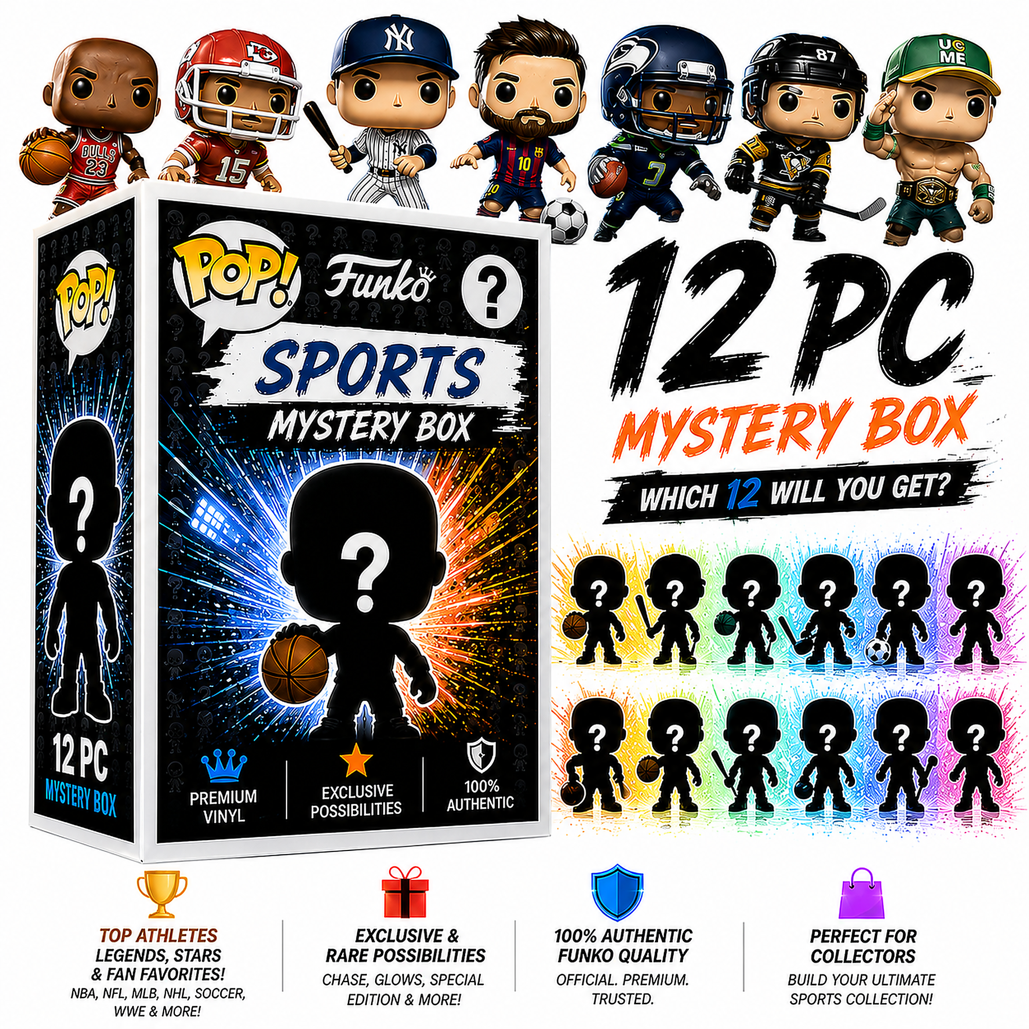 Funko Sports Mystery Blind Box Case | 12-Pack Funko Pops