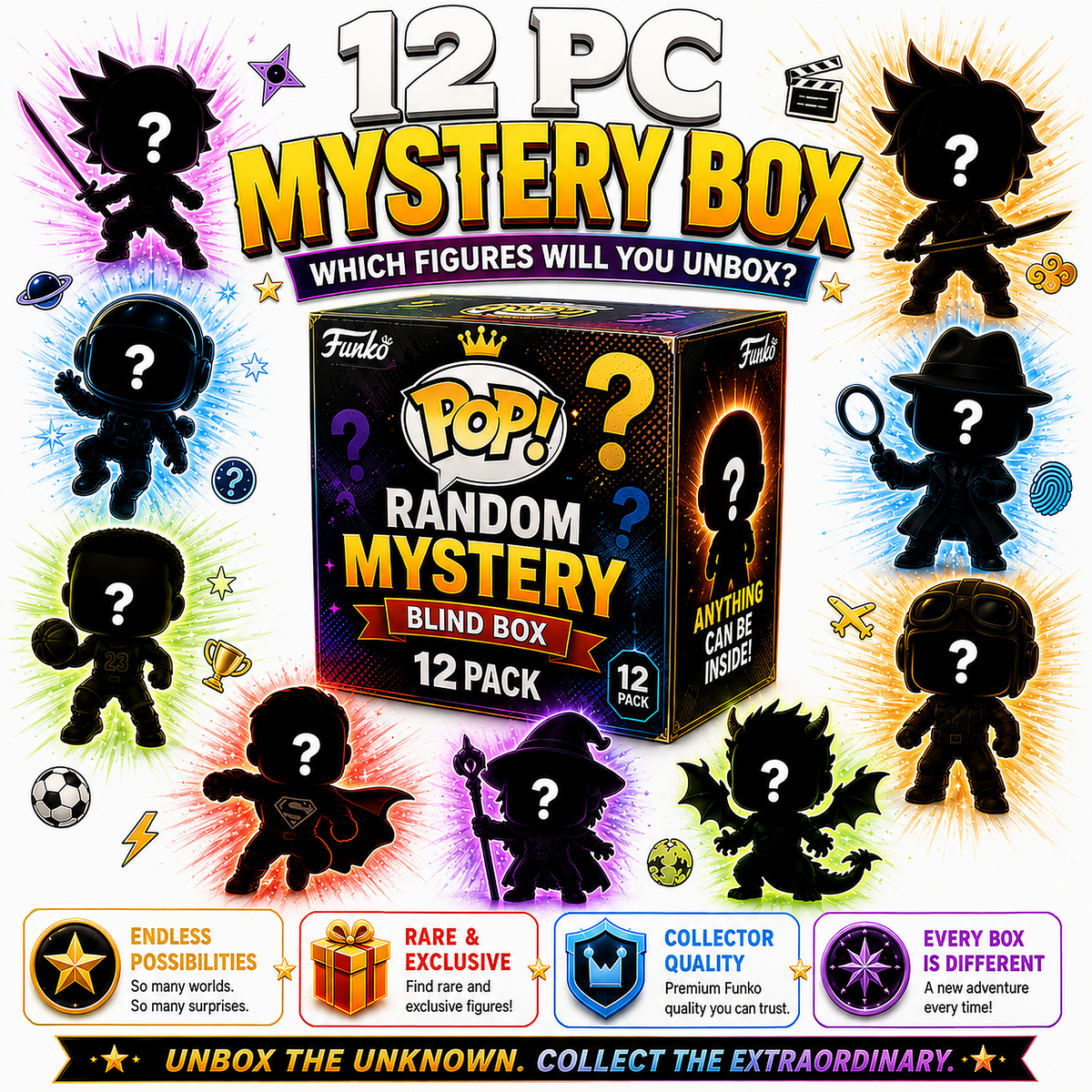 Funko Random Mystery Blind Box Case | 12-Pack Funko Pops