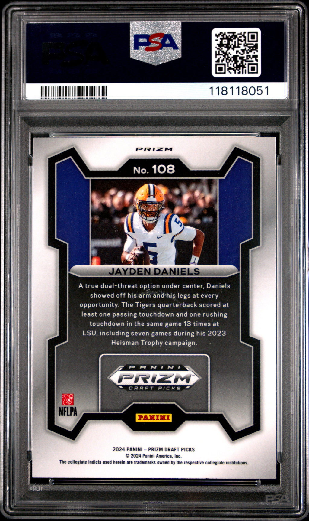 Graded 2024 Panini Prizm Draft Picks Jayden Daniels #108 Red Ice Rookie RC Football Card PSA 10 Gem Mint