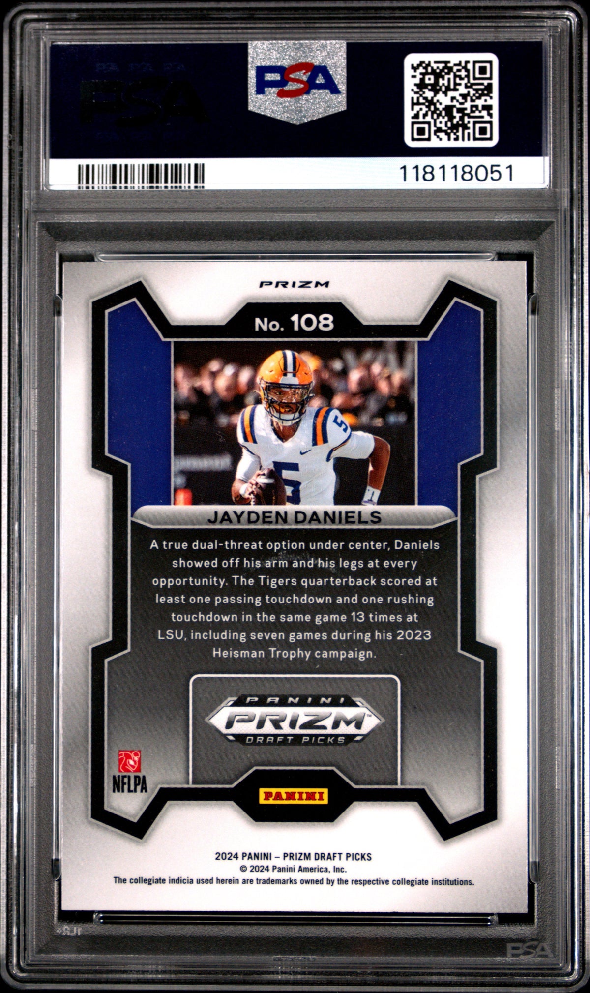 Graded 2024 Panini Prizm Draft Picks Jayden Daniels #108 Red Ice Rookie RC Football Card PSA 10 Gem Mint