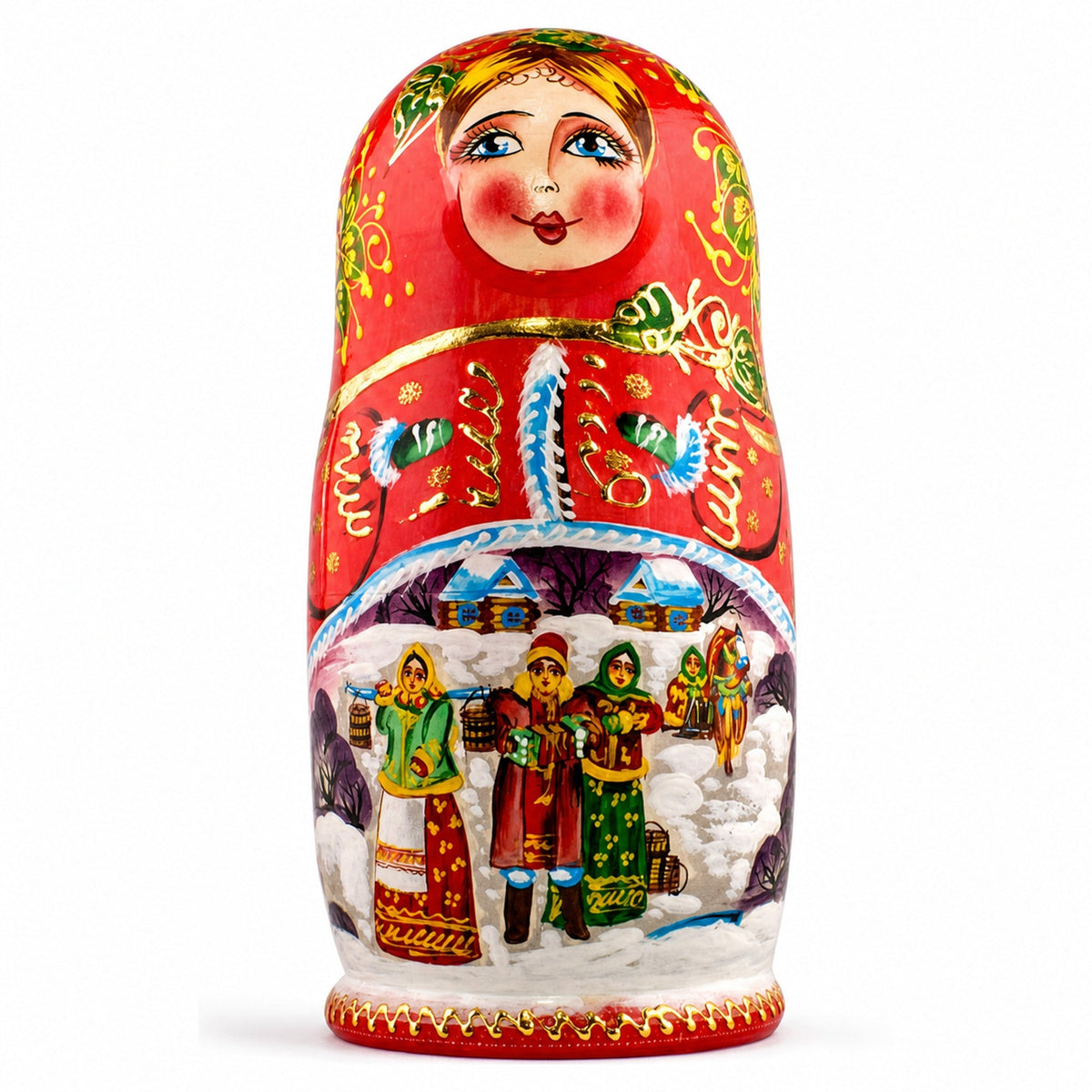 Set of 5 Winter Night  Wooden Nesting Dolls 6.5 Inches