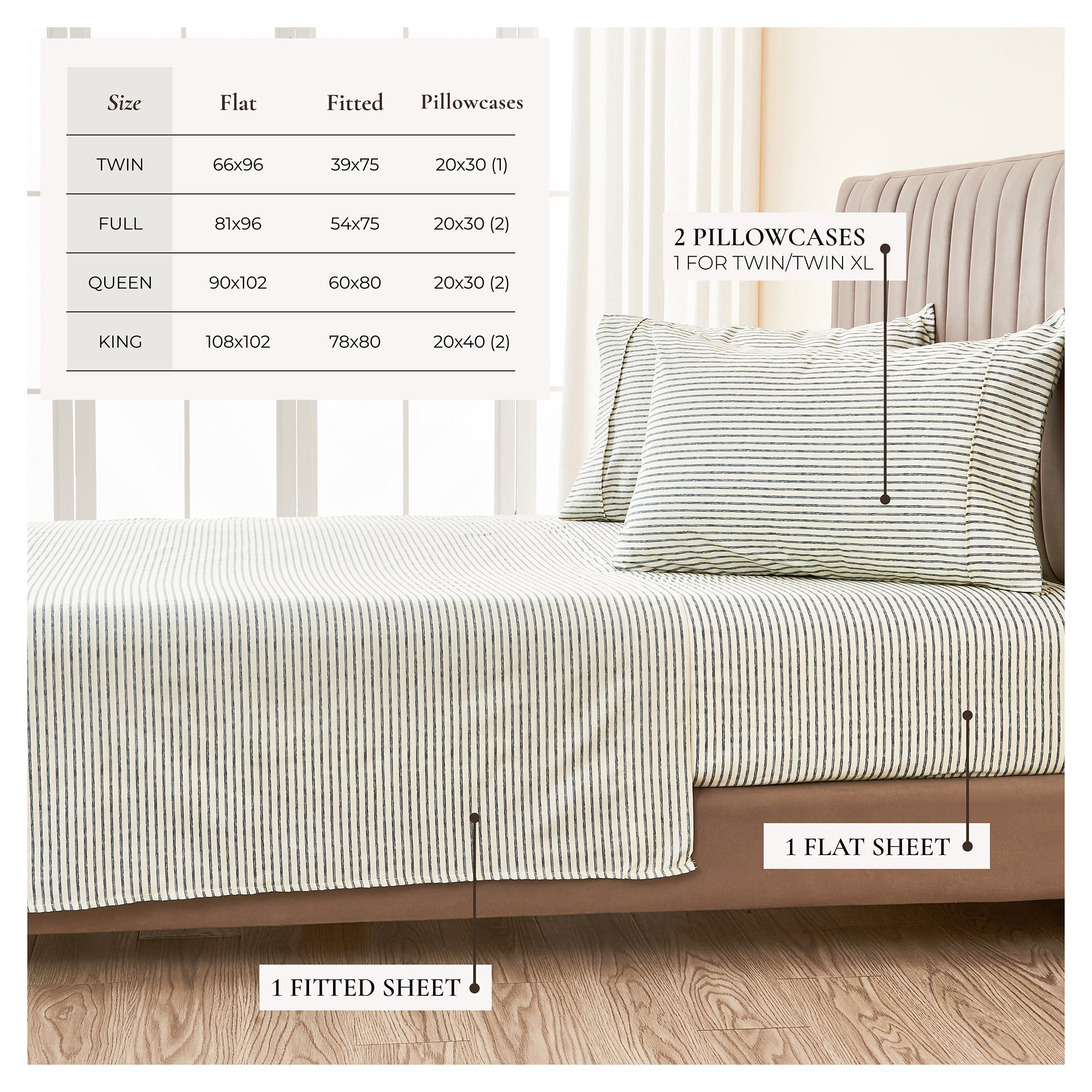 Striped Sheet Set - Evette Collection