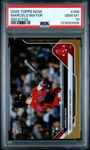 Graded 2025 Topps Now Marcelo Mayer #266 Gold Foil /50 Rookie RC Baseball Card PSA 10 Gem Mint
