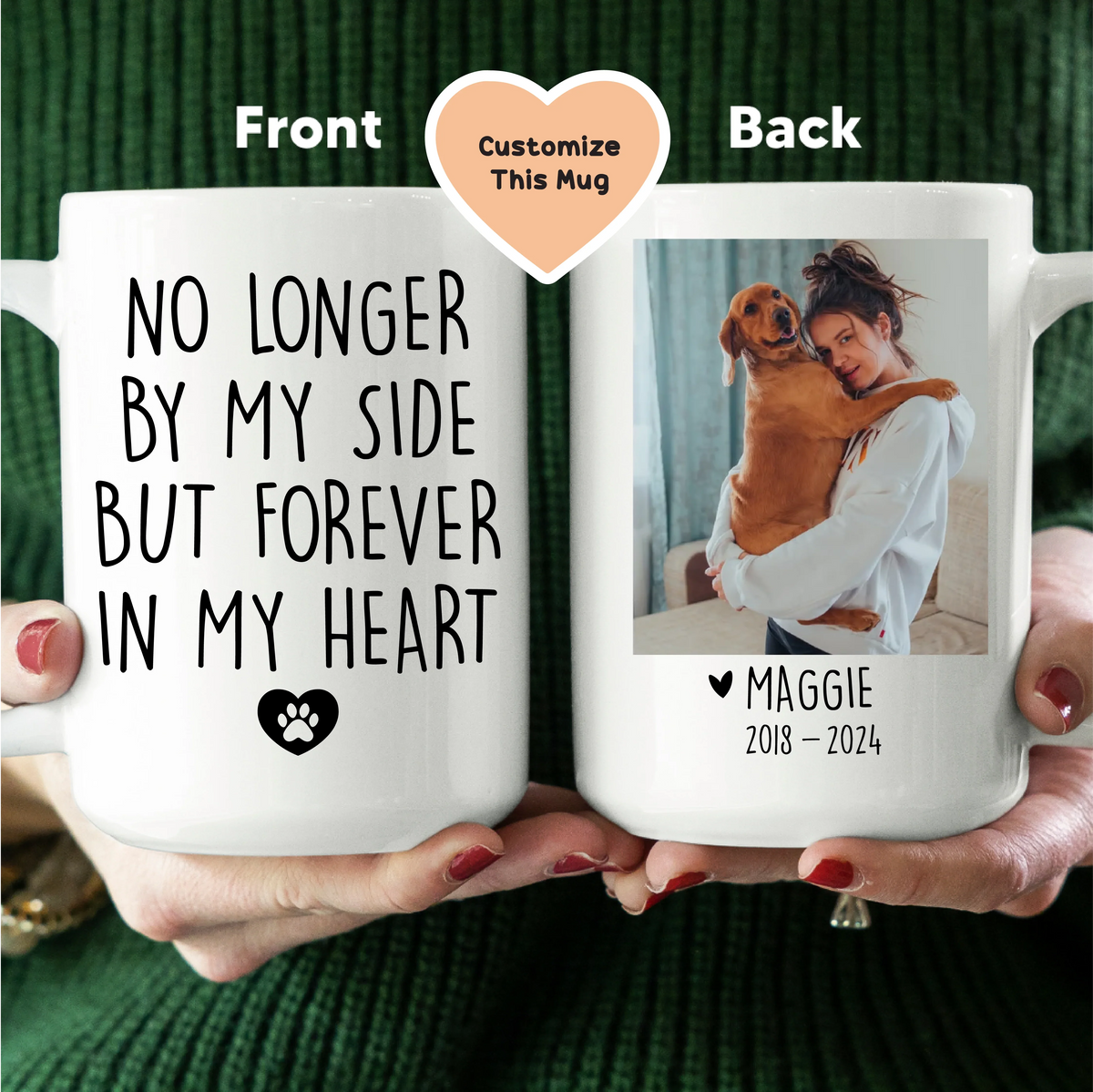 No Longer By My Side Pet Memorial Custom Mug