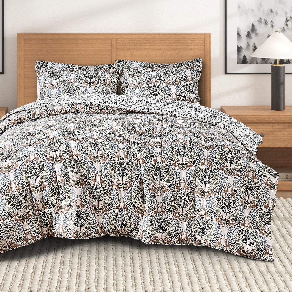 Reversible Christmas Comforter and Sham Set - Holiday / Lodge Odette Collection