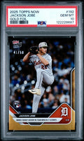 Graded 2025 Topps Now Jackson Jobe #192 Gold Foil /50 Rookie RC Baseball Card PSA 10 Gem Mint