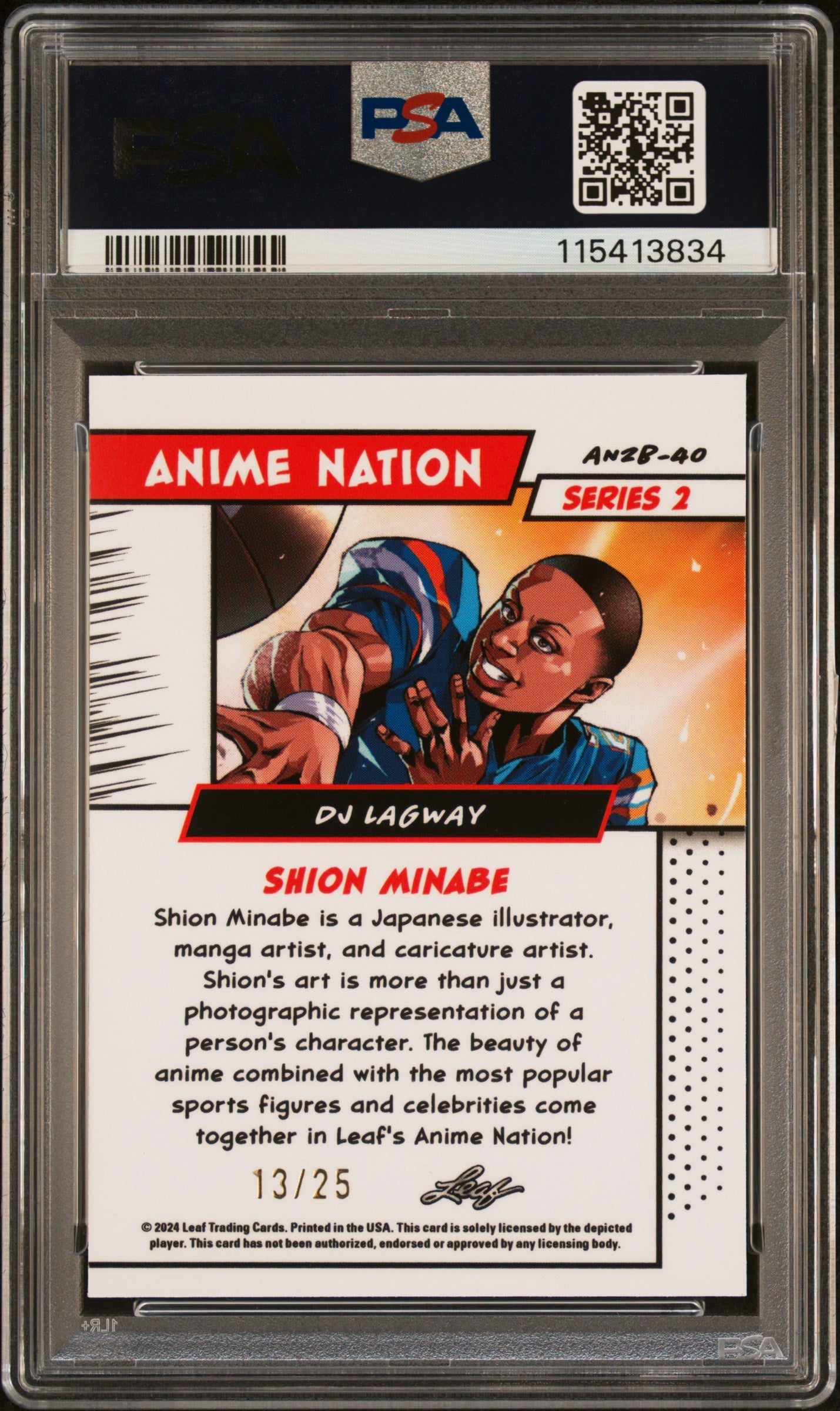 Graded 2025 Leaf Web Exclusives DJ Lagway #40 Anime Nation Series 2 Red /25 Football Card PSA 8 Near Mint
