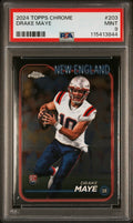Graded 2024 Topps Chrome Drake Maye #203 Rookie RC Football Card PSA 9 Mint