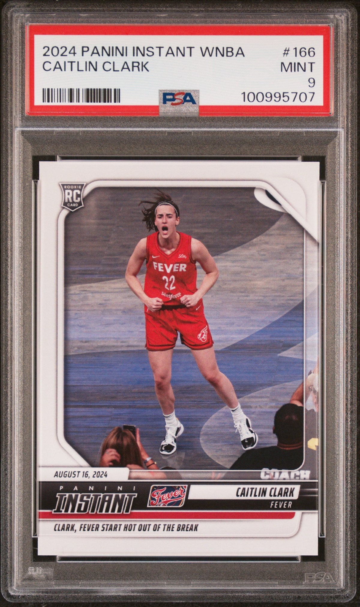 Graded 2024 Panini Instant WNBA Caitlin Clark #166 Rookie RC Basketball Card PSA 9 Mint