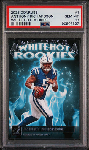 Graded 2023 Panini Donruss Anthony Richardson #1 White Hot Rookies Rookie RC Football Card PSA 10 Gem Mint
