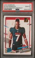 Graded 2023 Panini Donruss Bijan Robinson #4 Rated Rookies Portrait Rookie RC Football Card PSA 10 Gem Mint