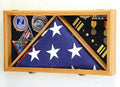 Large Flag & Medals Military Pins Patches Insignia Holds up to 3x5 Flag with oak finish material