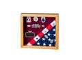 Flag Display Case showcases both the flag and military awards,(Red Felt)