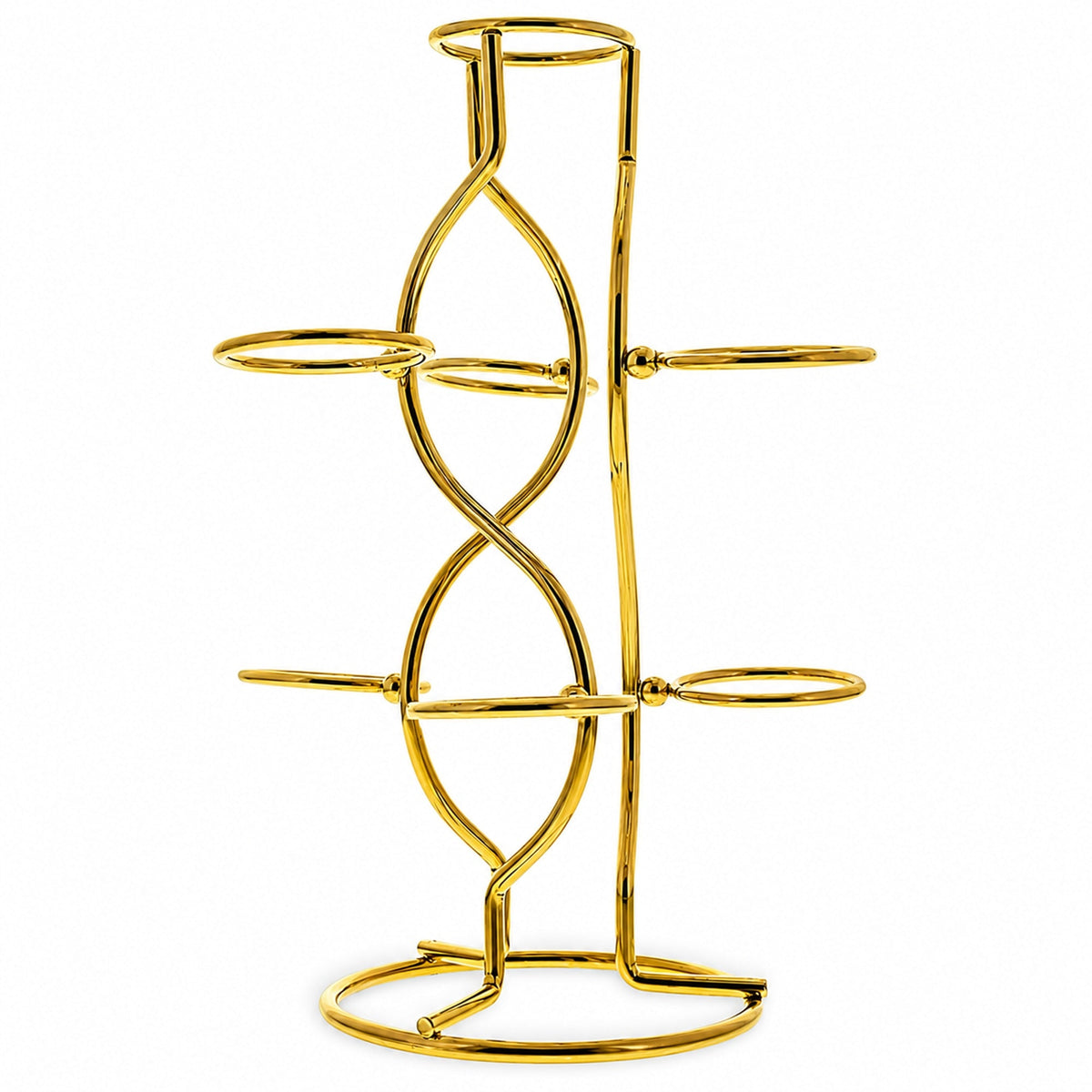 Gold Tone Metal Display Stand - Holds 7 Eggs Spheres 7.5 Inches Tall