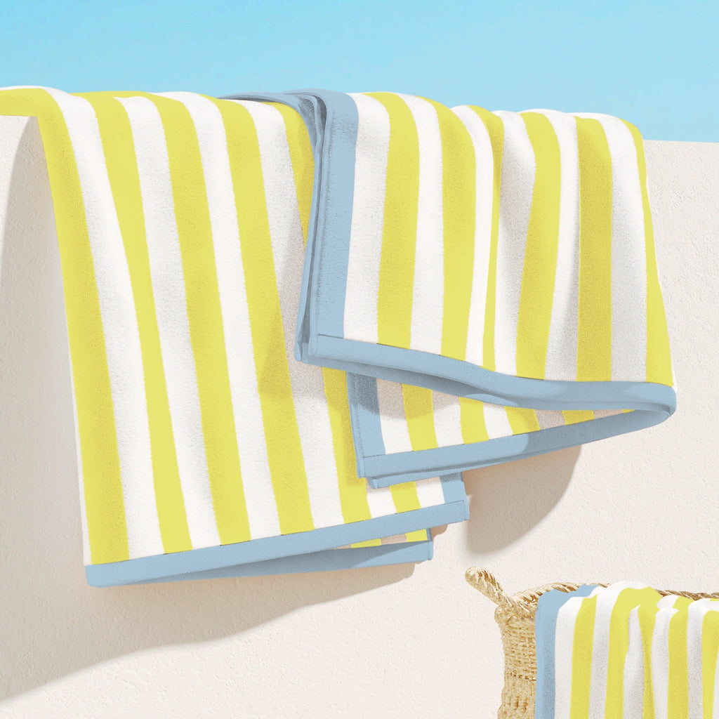 Oversized Striped Border Cabana Beach Towels - Santa Cruz