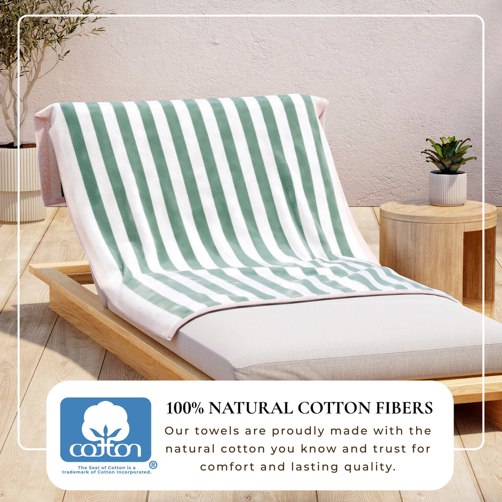 Oversized Striped Border Cabana Beach Towels - Santa Cruz