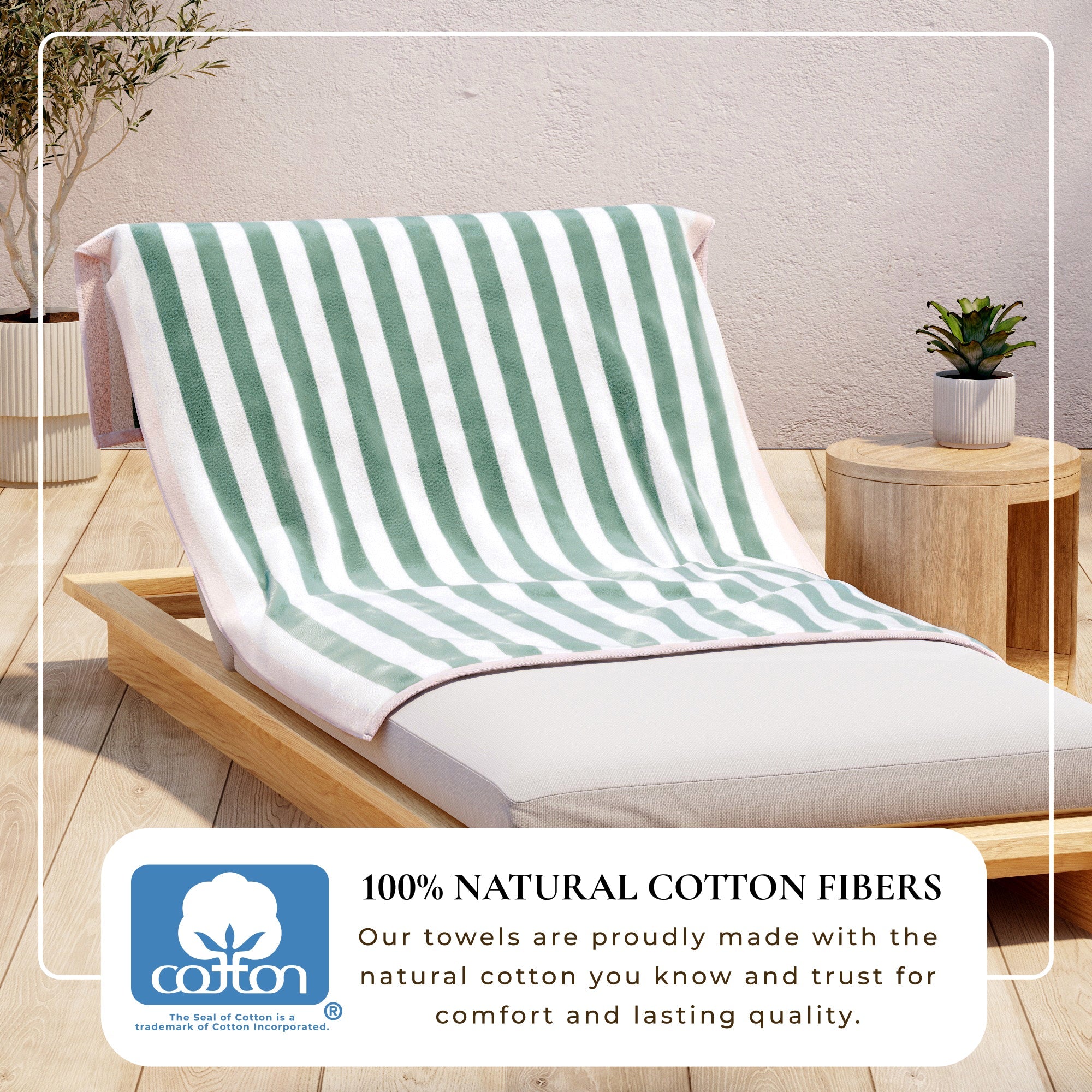 Oversized Striped Border Cabana Beach Towels - Santa Cruz