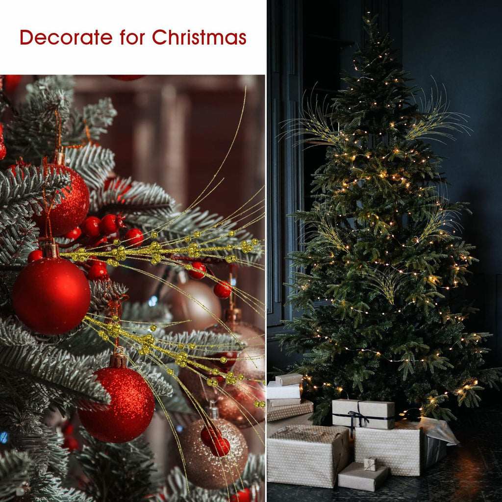 28in 10PCS Artificial Glitter Stem Christmas Ornaments DIY Decor