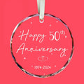50th Anniversary Glass Wedding Ornament Keepsake Gift for Couple 3 Inch