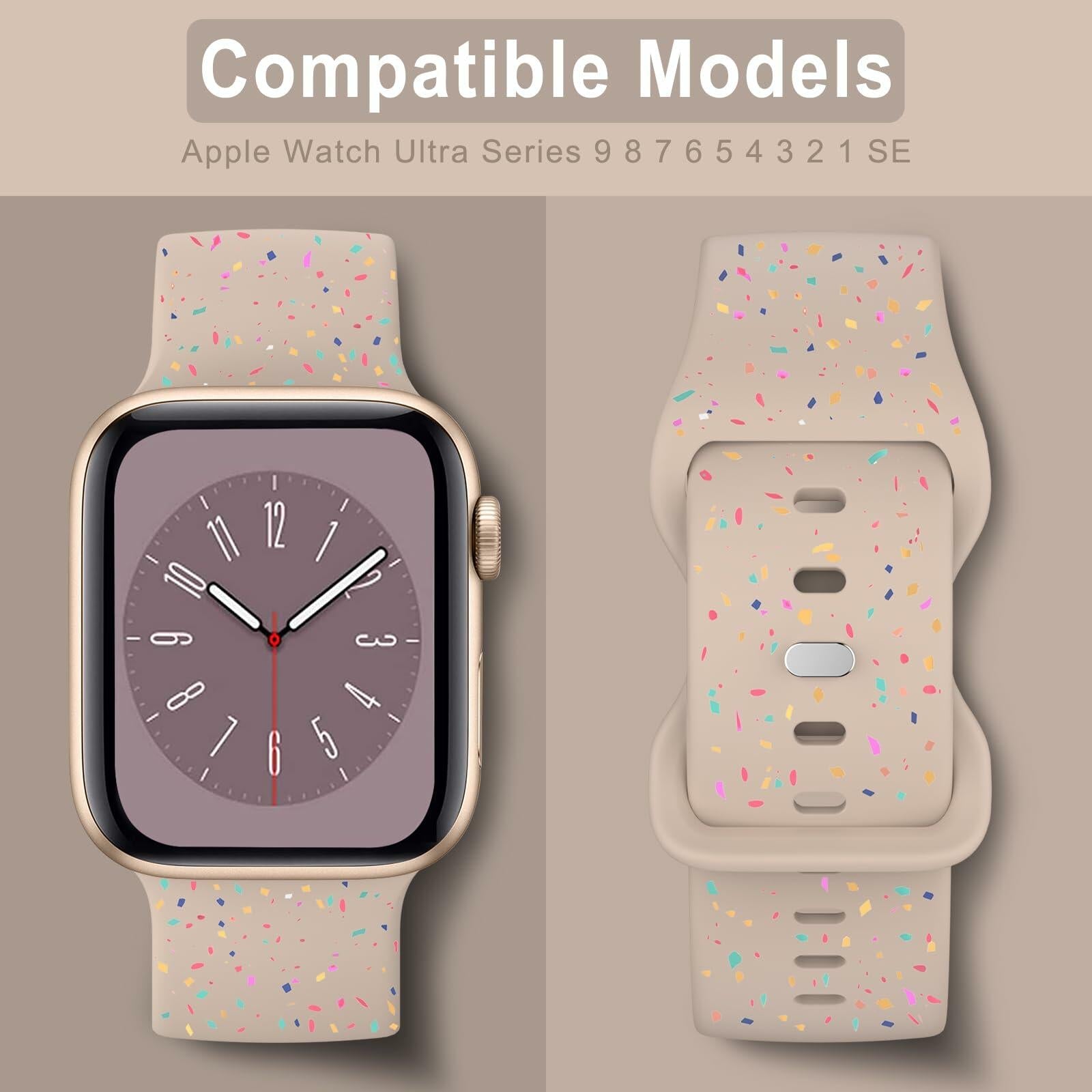 Vancle Apple Watch Band Silicone Sport Loop Milk Tea 38-49mm