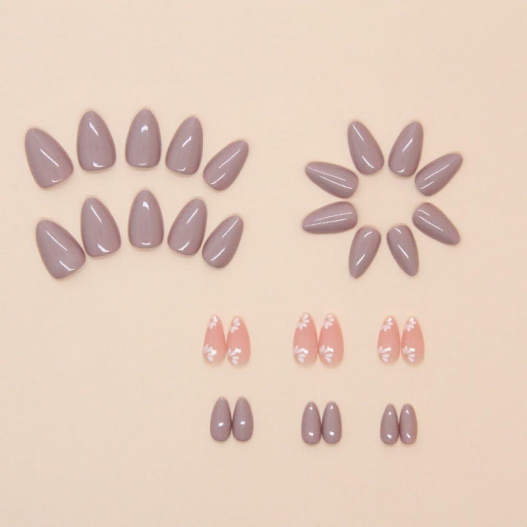 Flower Design Short Press On Nails for Women 30 Pcs Fake Nail Art Manicure