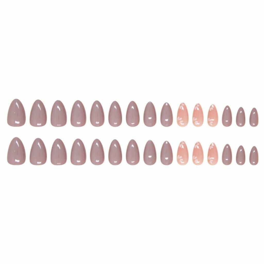 Flower Design Short Press On Nails for Women 30 Pcs Fake Nail Art Manicure